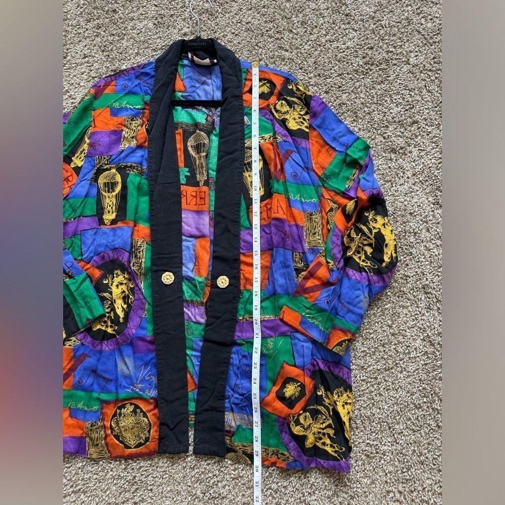 SHARON ANTHONY Vintage Art To Wear Cardigan Bold Boho Artsy Buttons - Picture 8 of 11